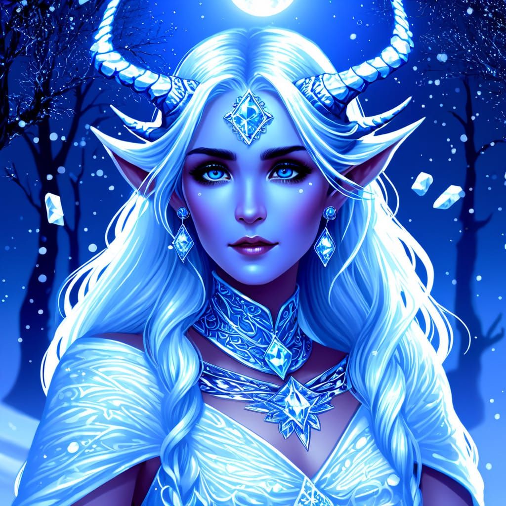 Ethereal Moon Elf Sorceress in Icy Regalia