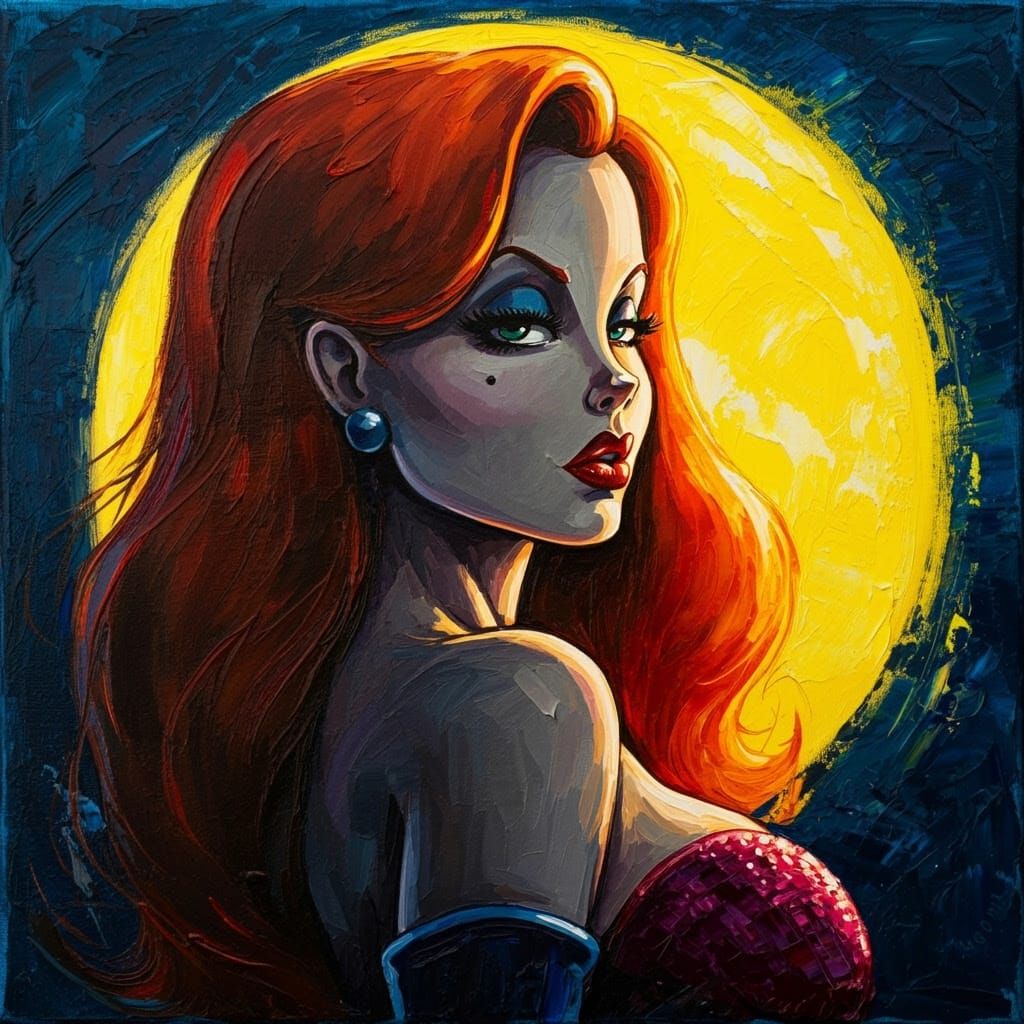 Jessica Rabbit in Impasto Acrylic Style