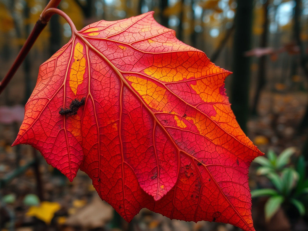 Macro Photo of Autumn Leaf with Ethereal Faces