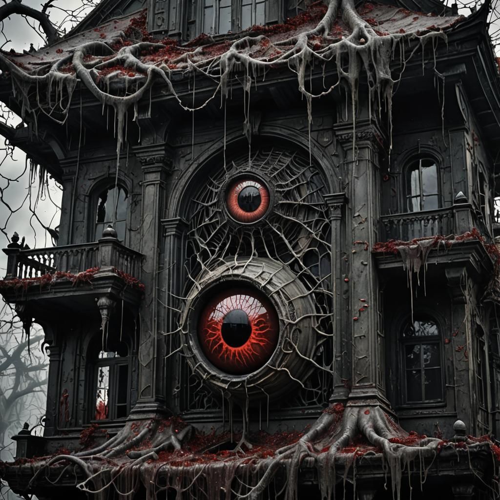 Blood-Covered Villa: A Dark Surrealism Horror