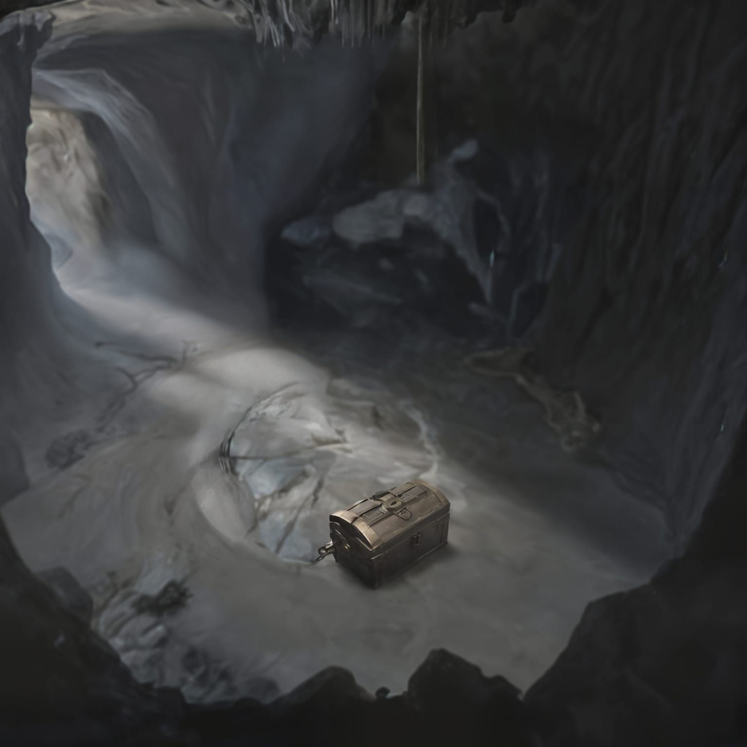 Locked Treasure Chest in Dark Cave