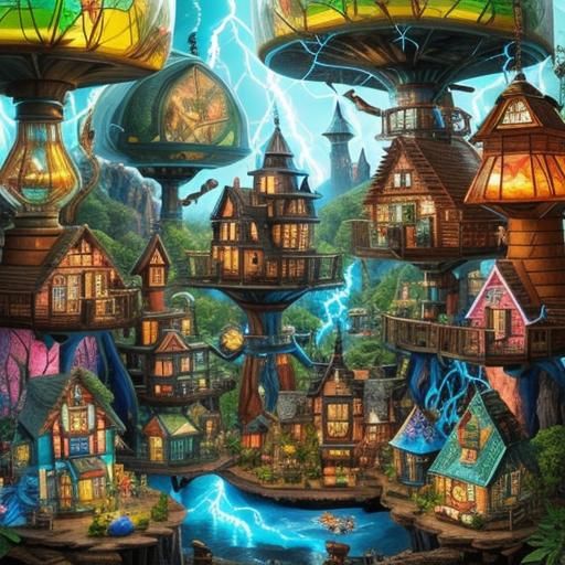 Magical Terrarium Village in Glass Jar