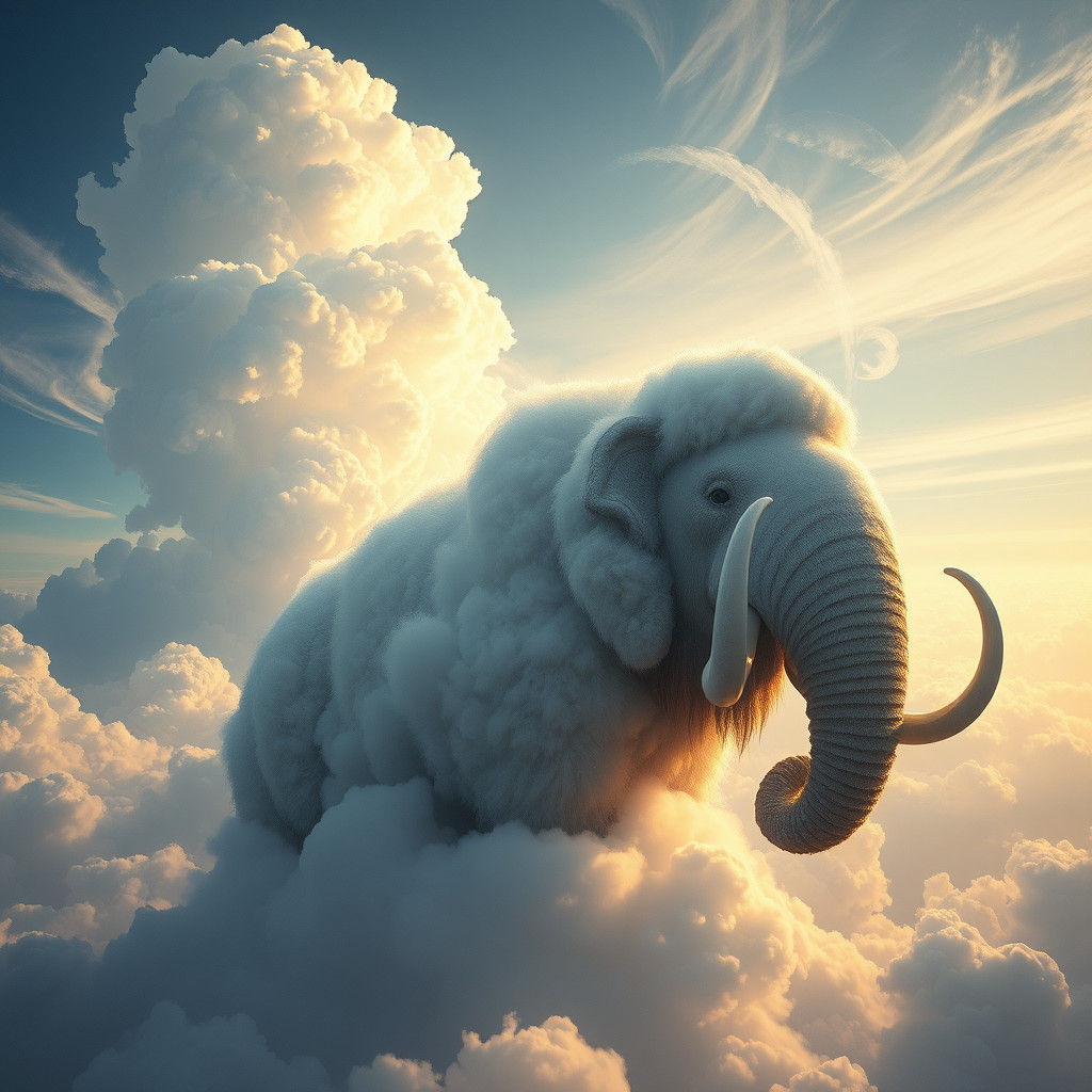 Woolly Mammoth Cloud Sculpture: Fantasy Concept Art
