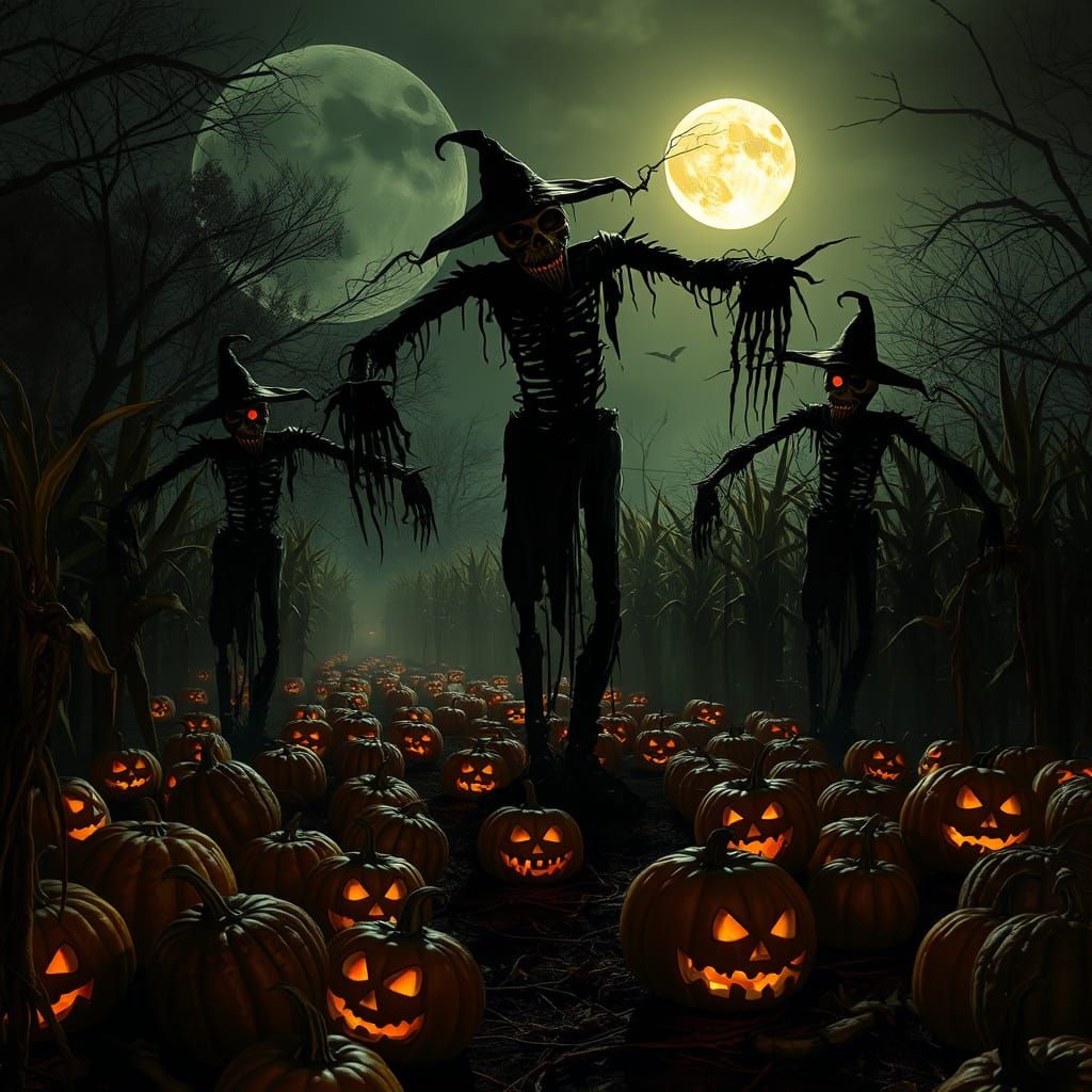 Chilling Autumn Harvest Festival Under Eerie Moonlight