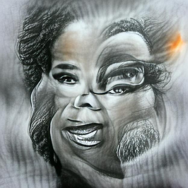 Oprah Winfrey Portrait in Charcoal