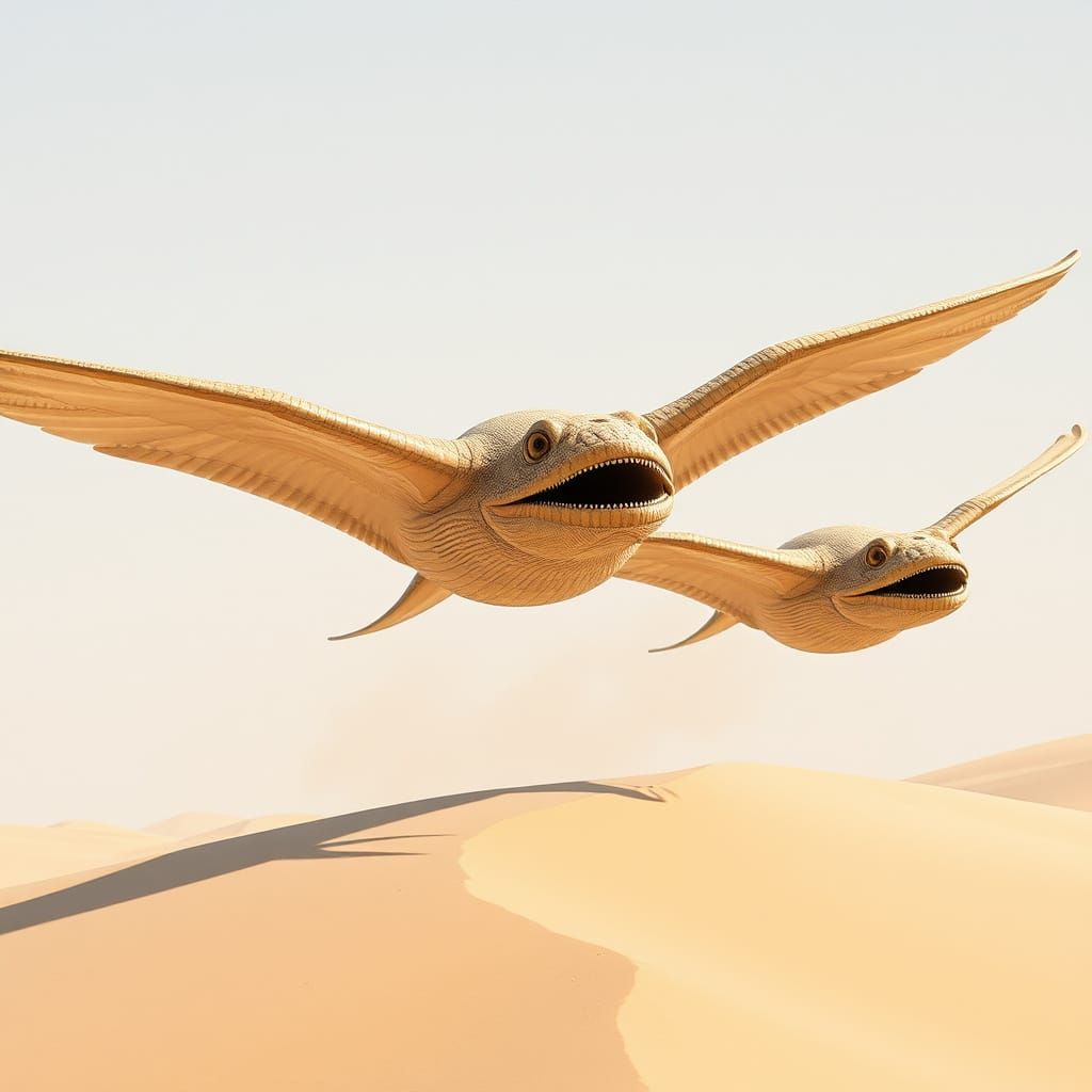 Giant Filter Feeders Skimming Desert Dunes