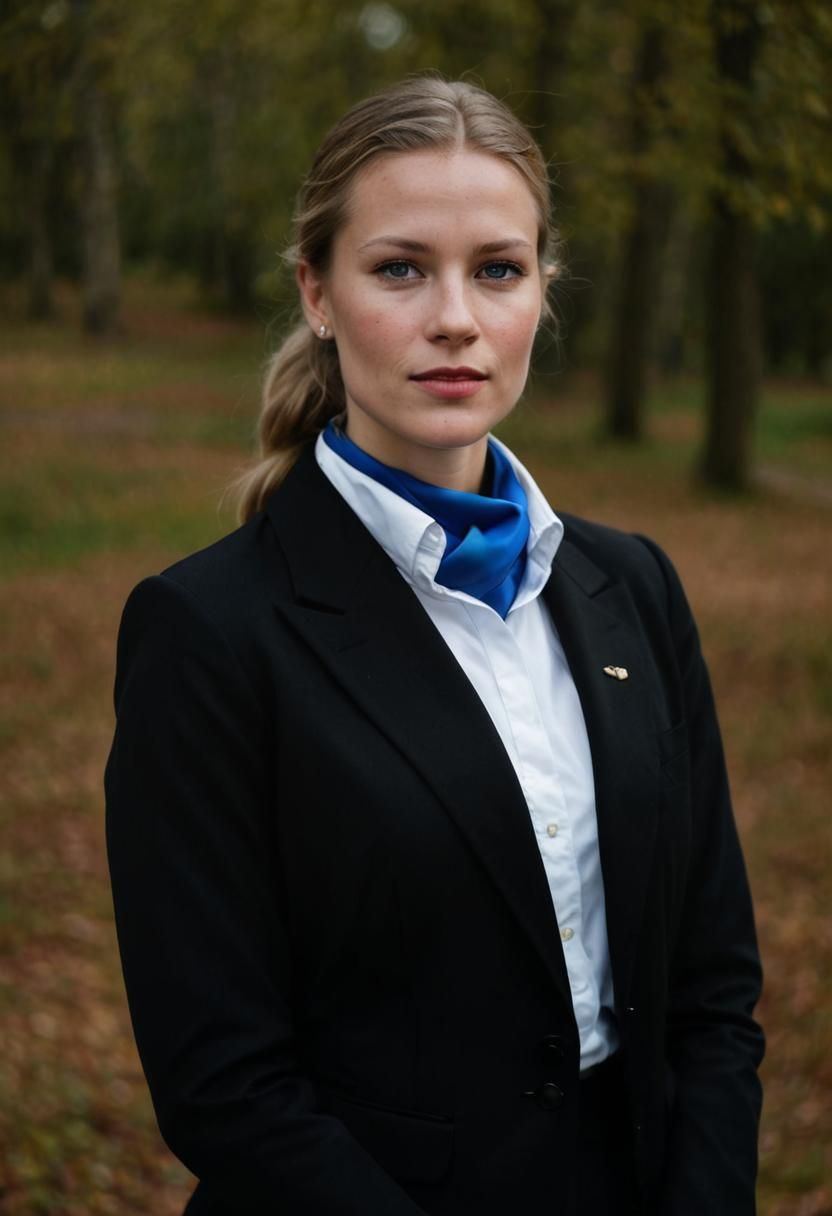 Elegant Woman in Blazer and Pencil Skirt