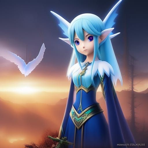 Ethereal Angel Elf with Translucent Wings