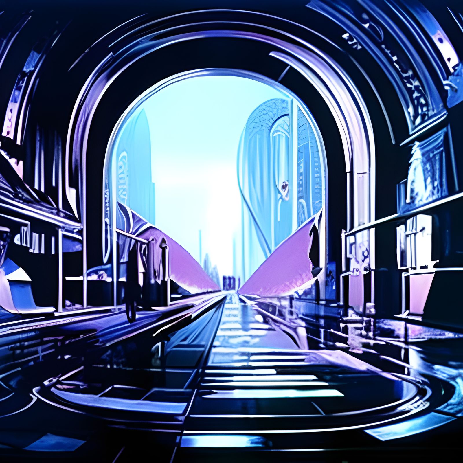 Futuristic Gateway Matte Painting in Deep Color