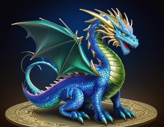 Glittering Sequin Dragon with Shimmering Scales