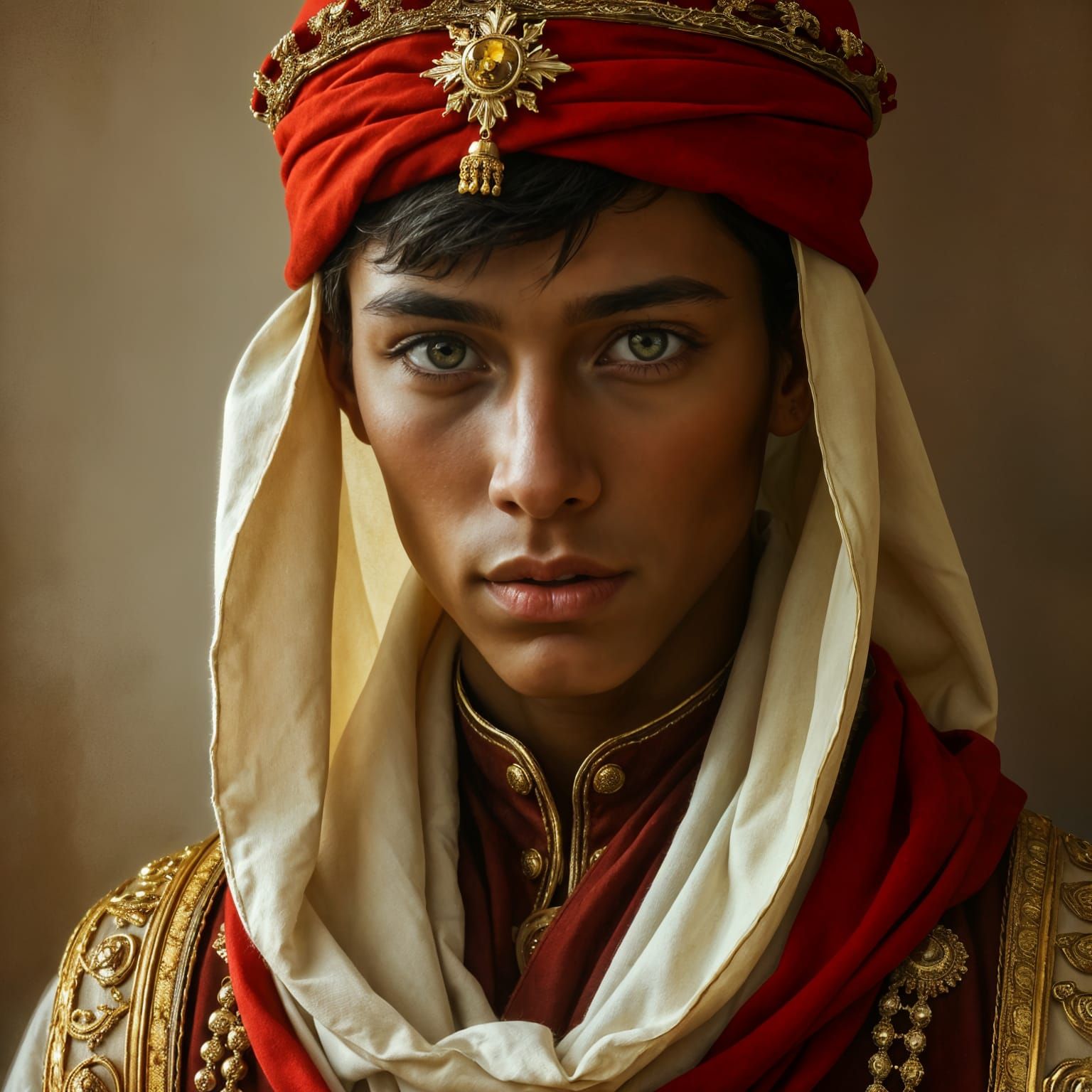 Regal Young Man in Arabic Victorian Fantasy Clothing