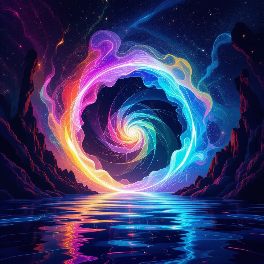 Ethereal Portal to Cosmic Void in Surreal Style