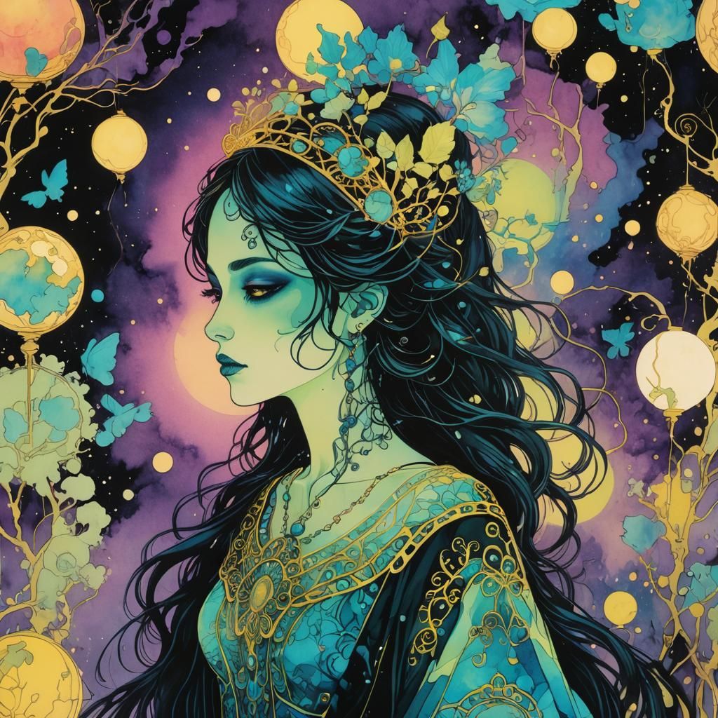 Ethereal Being in Luminous Neon Silhouette