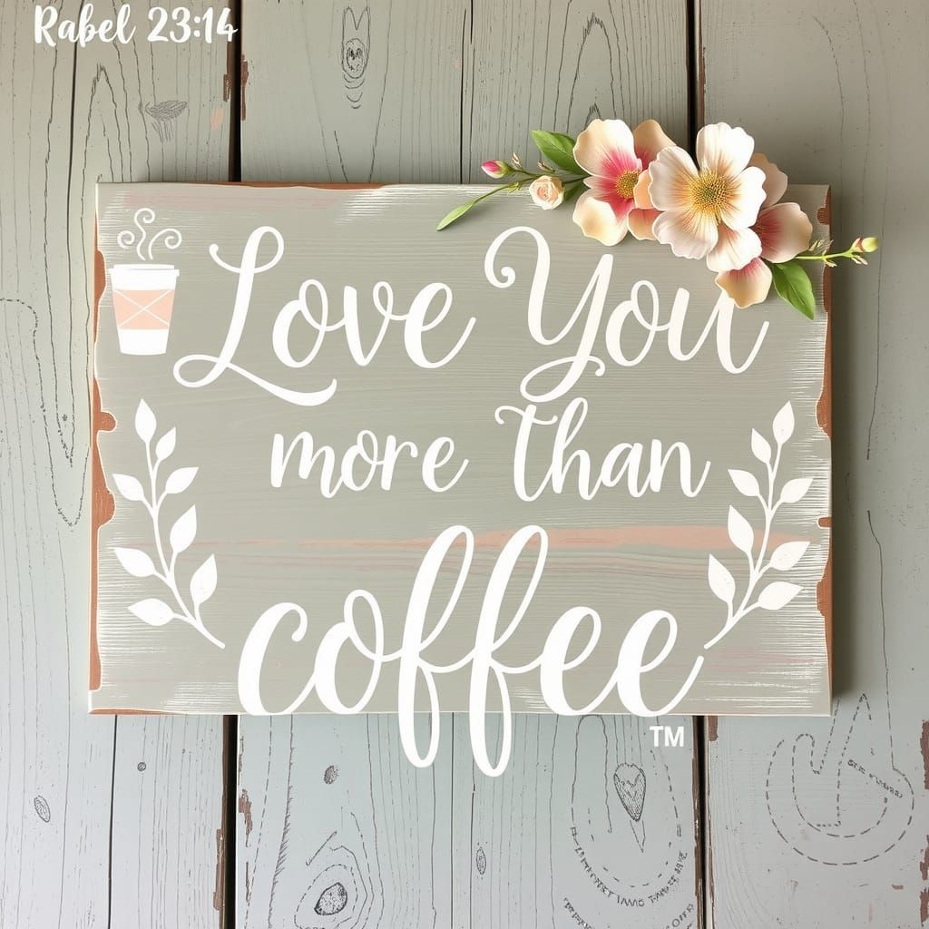 Romantic Sign Saying 'Love You More Than Coffee'