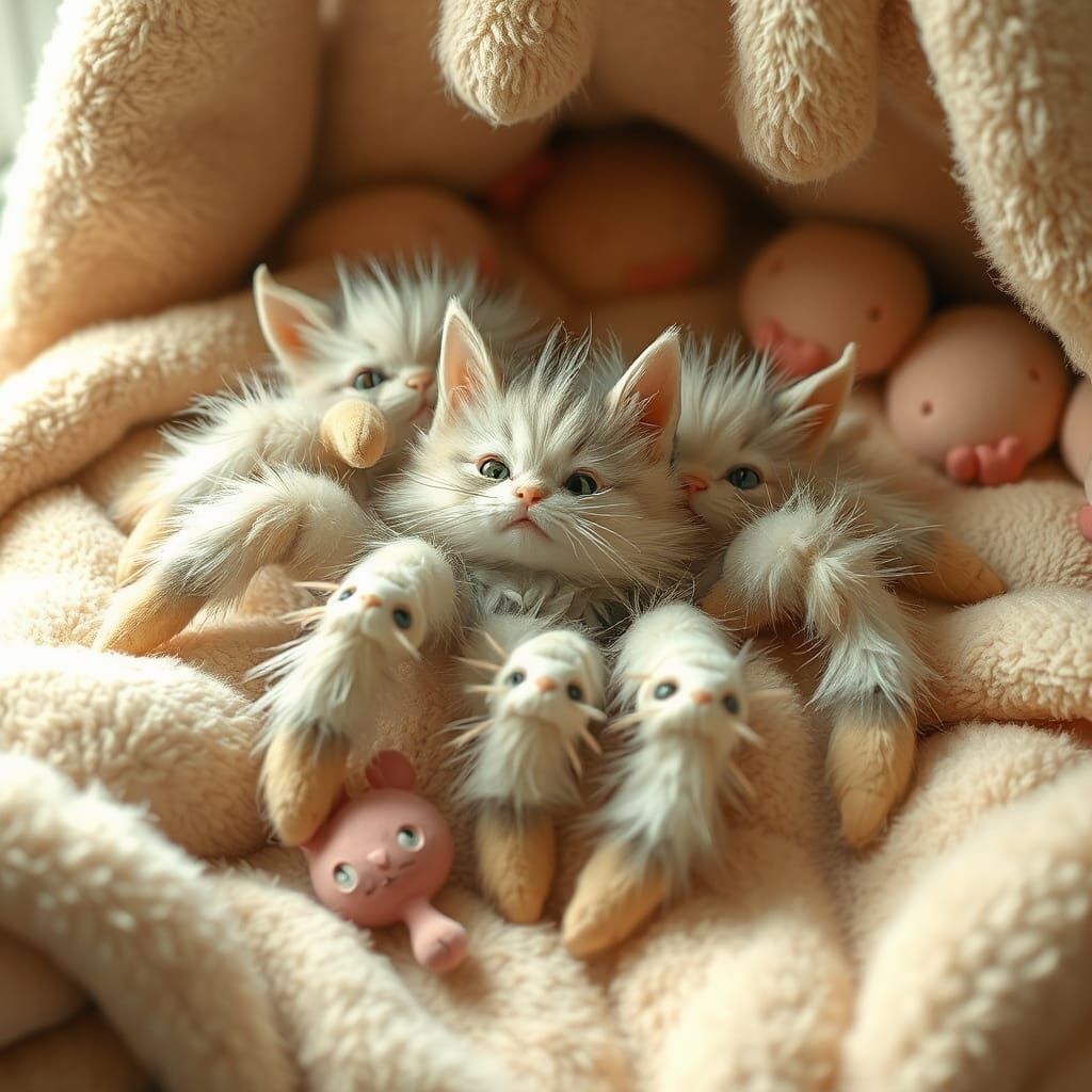 Fuzzy Cat-Spider Hybrids in a Dreamlike Setting