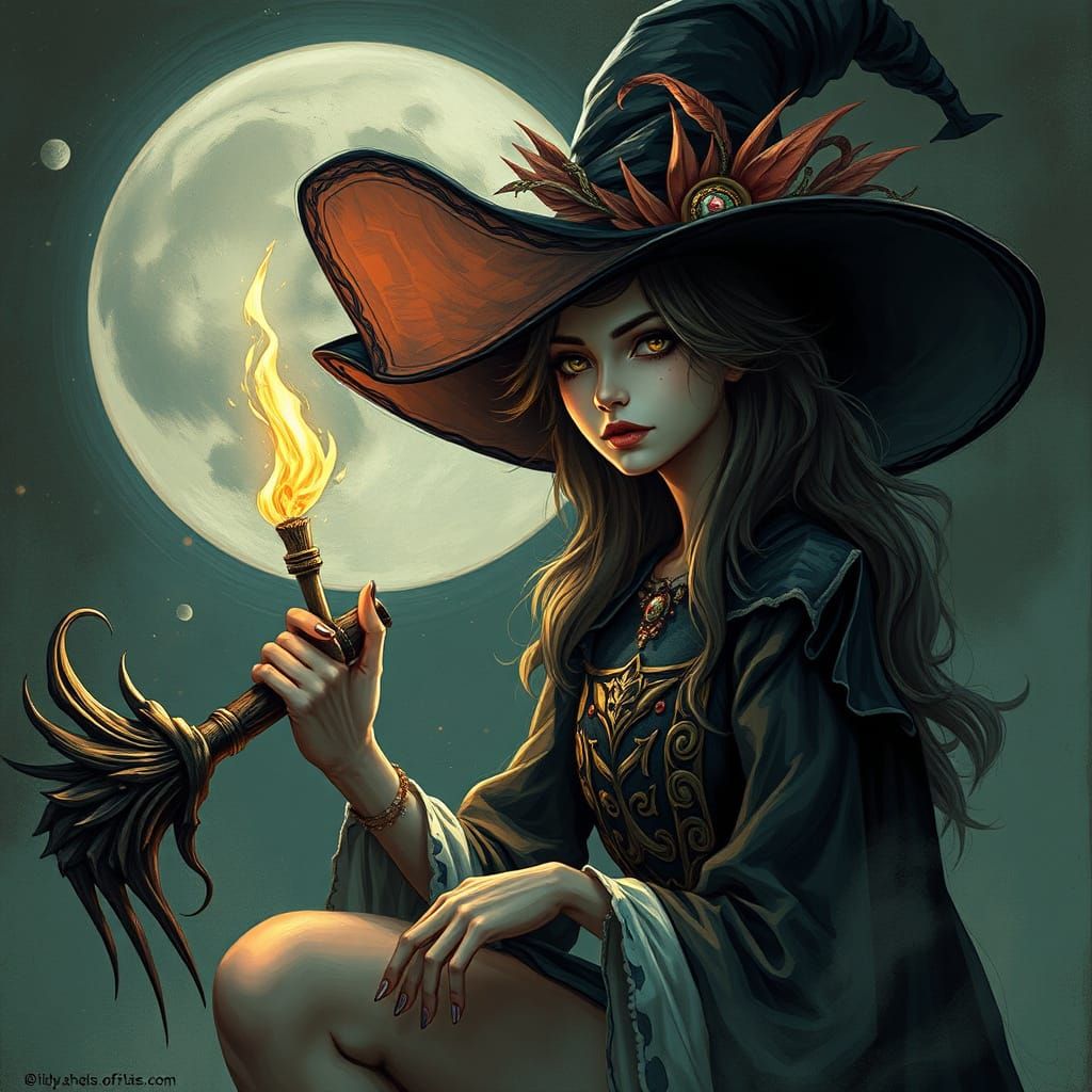 Avant-garde Witch in Abstract Style