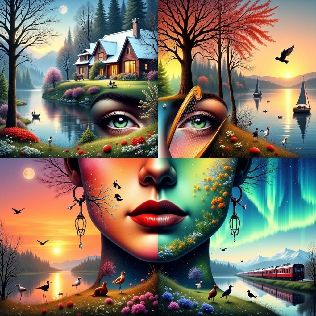 Abstract Portrait in Merging Artistic Styles