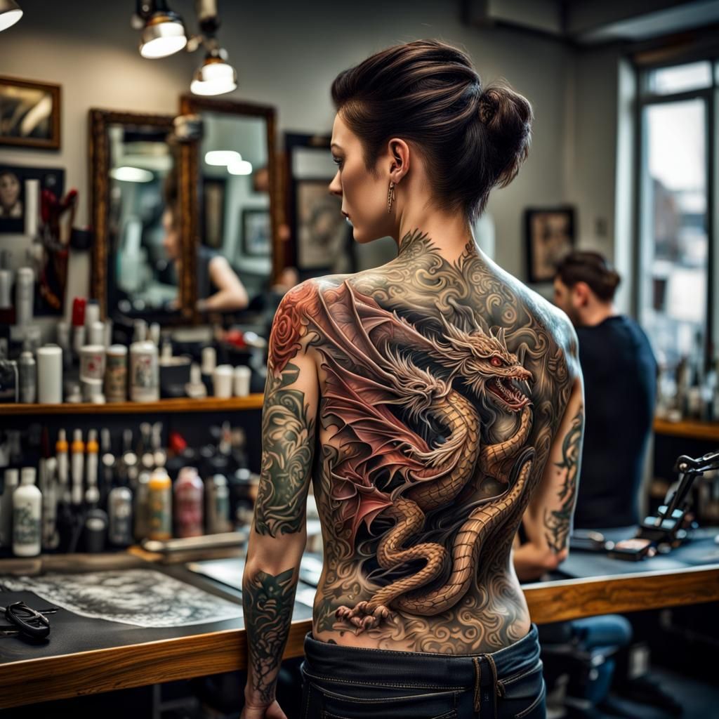 Tattoo Artist Creates Dragon Tattoo in 3D
