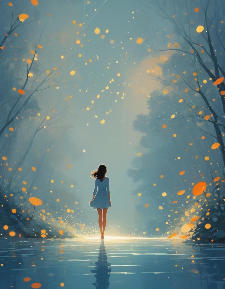 Fireflies in Dreamy Cel-Shaded Illustration