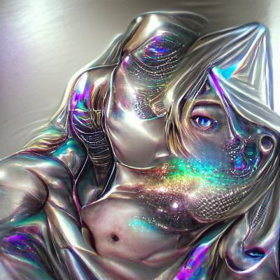 Holographic Metallic Figure in Cosmic Astral Illustration