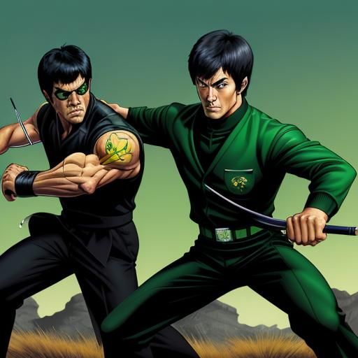 Green Hornet Golfing with Bruce Lee as Kato