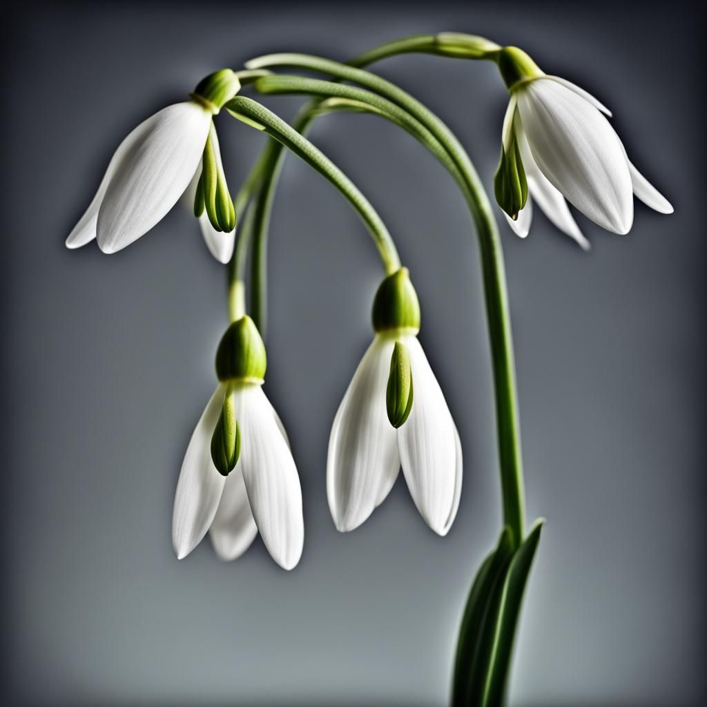 Art Deco snowdrop flower with 3 inches of blank space around all sides