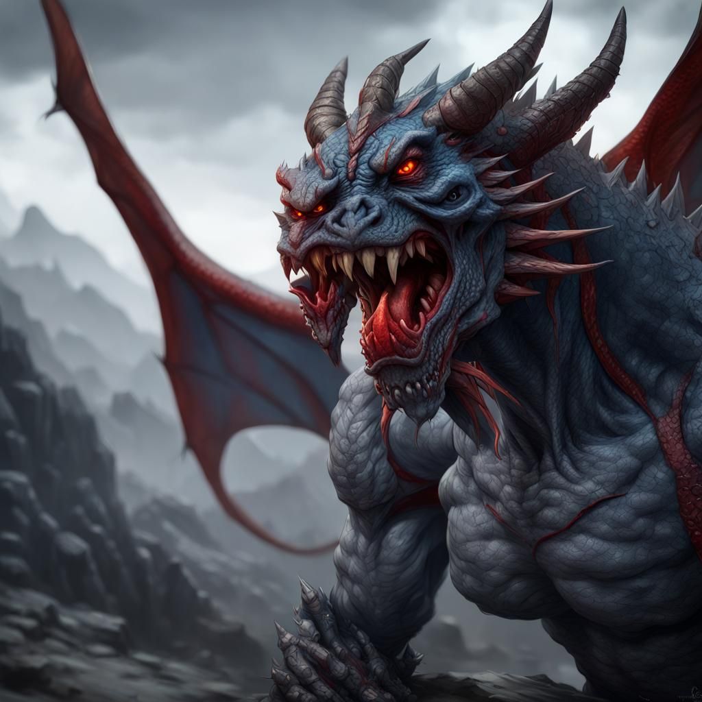 Half-Orc Dragon Barbarian in Dark Fantasy Style