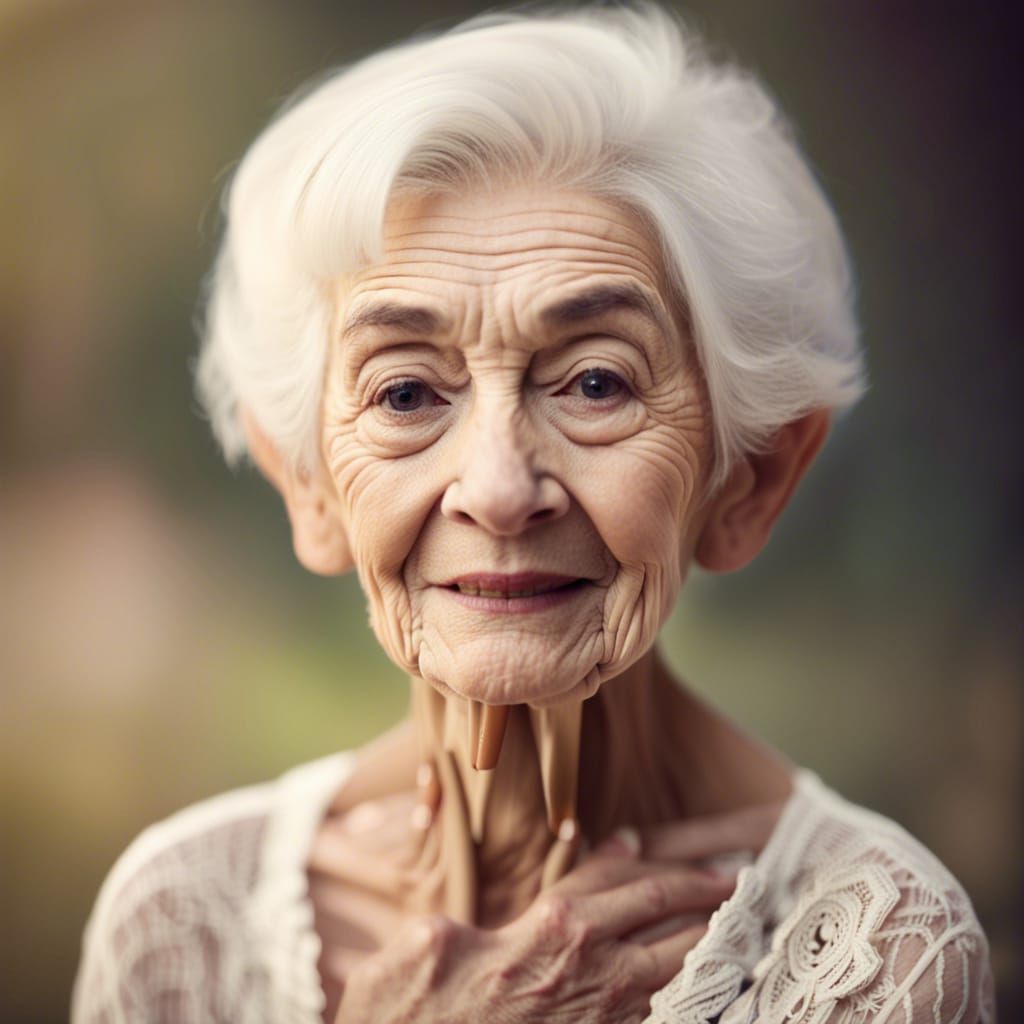 Elegant Portrait of a 95-Year-Old Woman in Lace