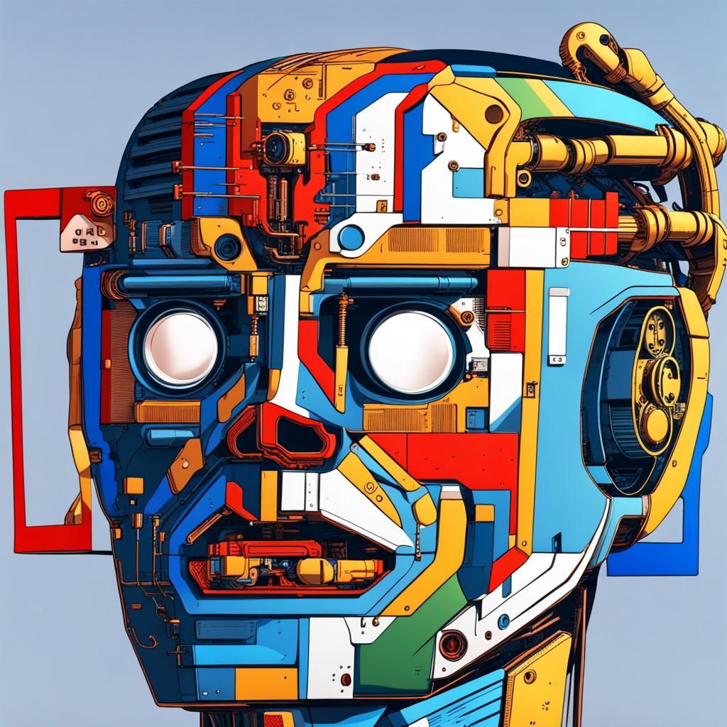 Cyborg Robot Man with Visible Robotics