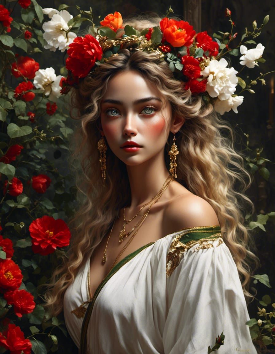 Greek Woman Portrait in Caravaggio Style