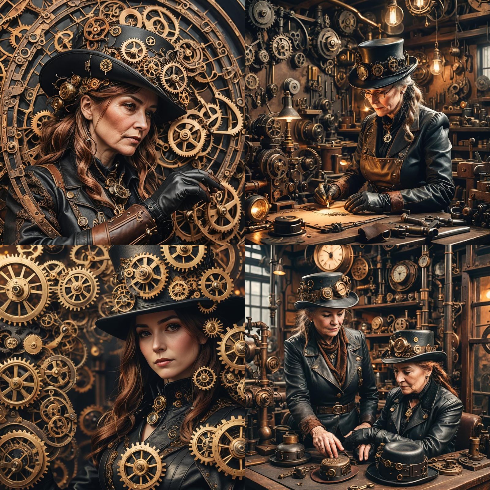 Steampunk Artisan Hand-Stitching Leather Hats
