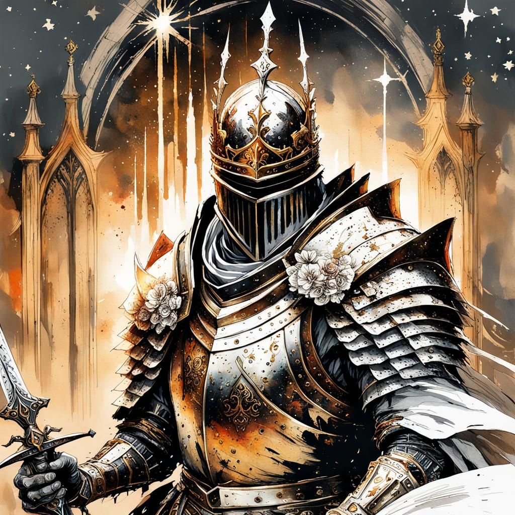 Gothic Knight King with Enchanted Longsword