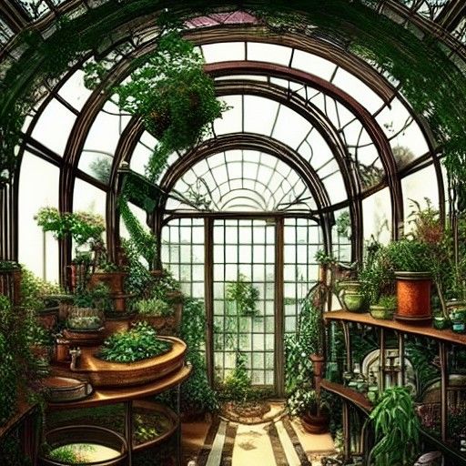 Overgrown Greenhouse Apothecary in Rococo Style