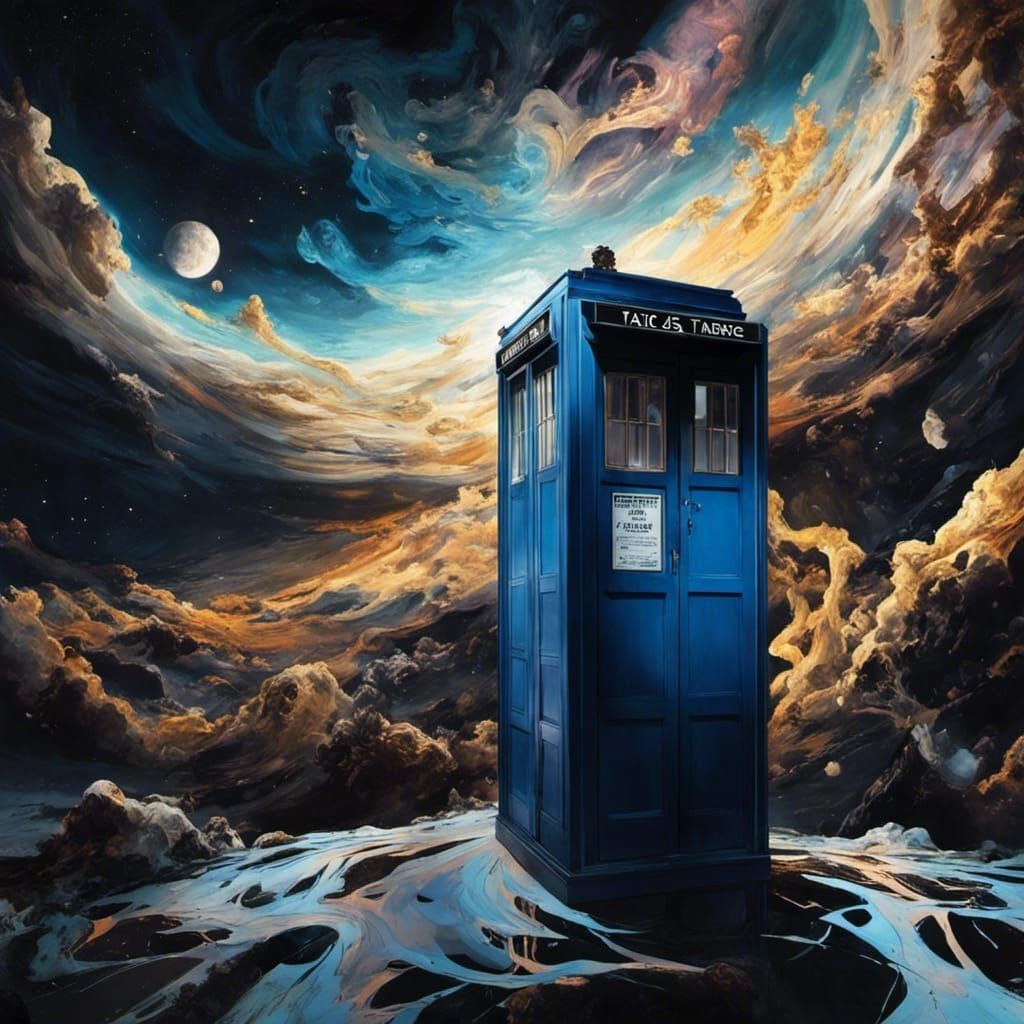 TARDIS Sign in White Letters on Black