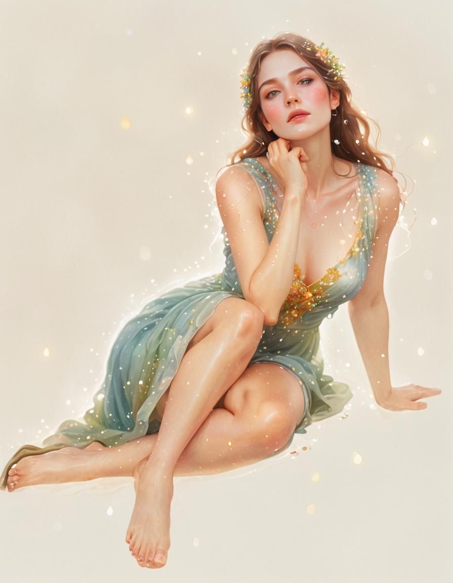 Woman in Misty Garden, Hyper-Realistic Digital Art