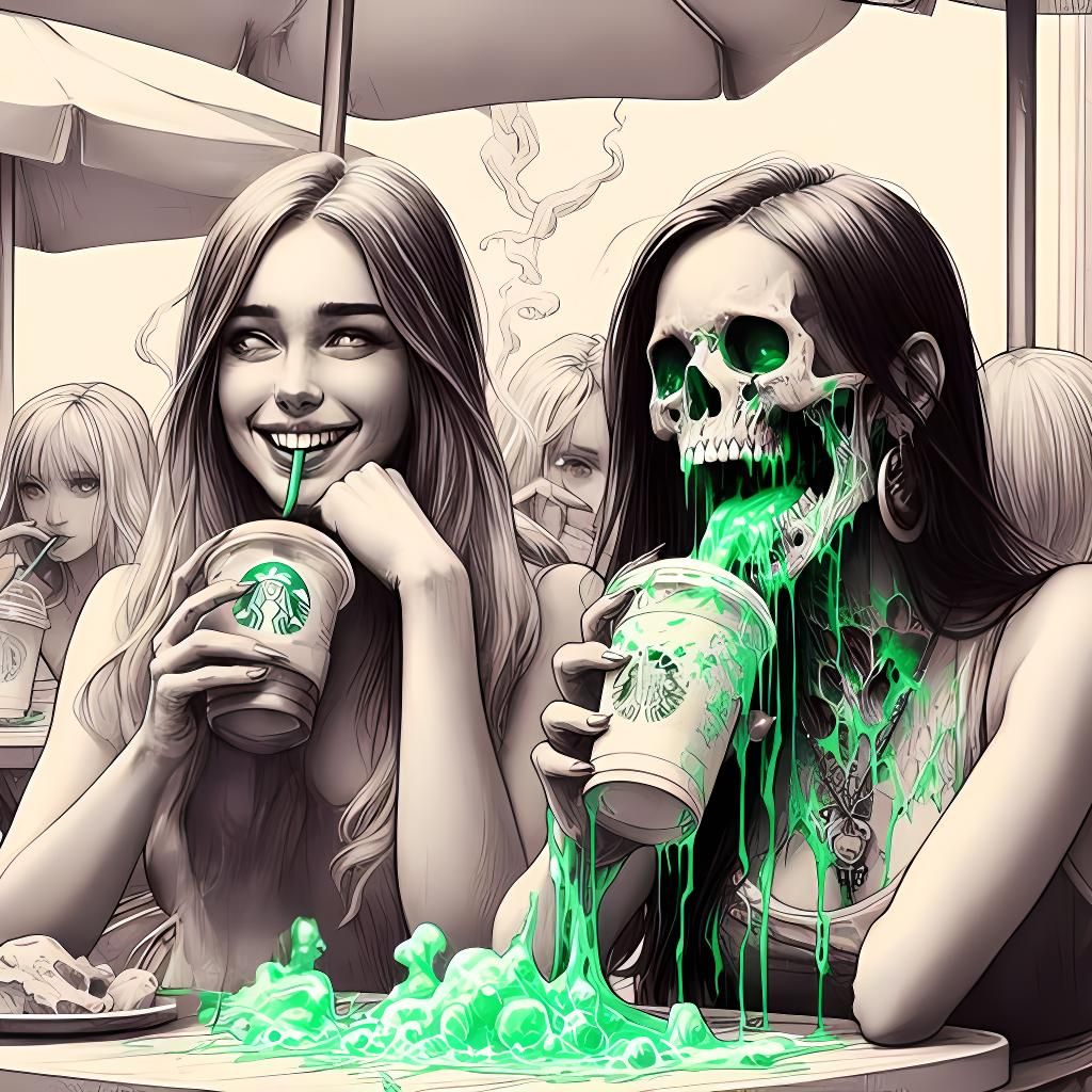 Evil Coffee Drinkers on a Patio