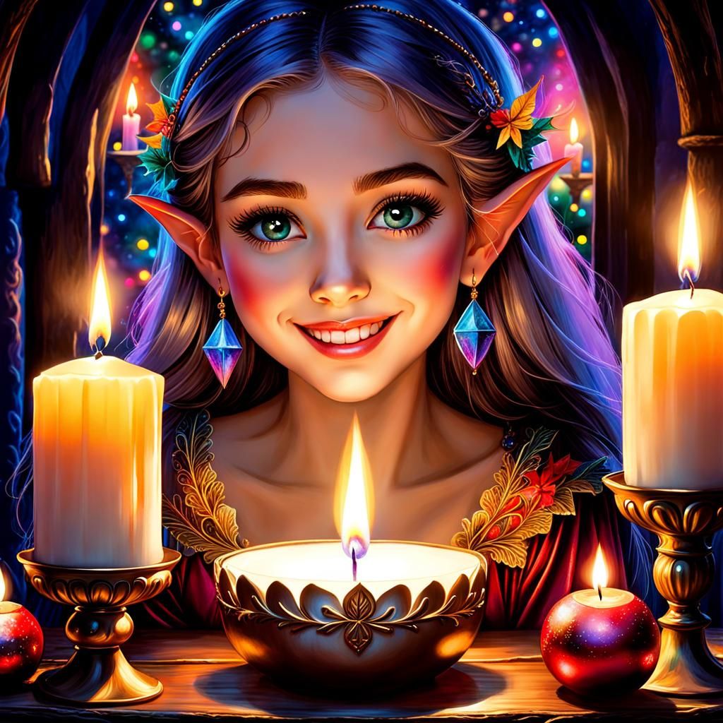 Elf girl celebrating Christmas