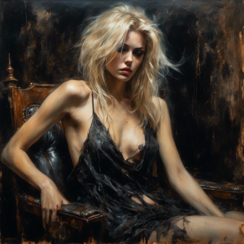 Gothic Blond Portrait in Macabre Style