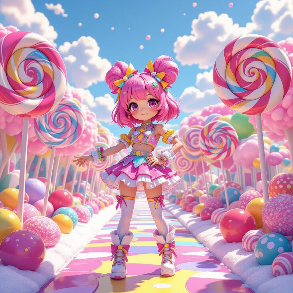 Labubu in Candyland: Hyperrealistic Digital Illustration