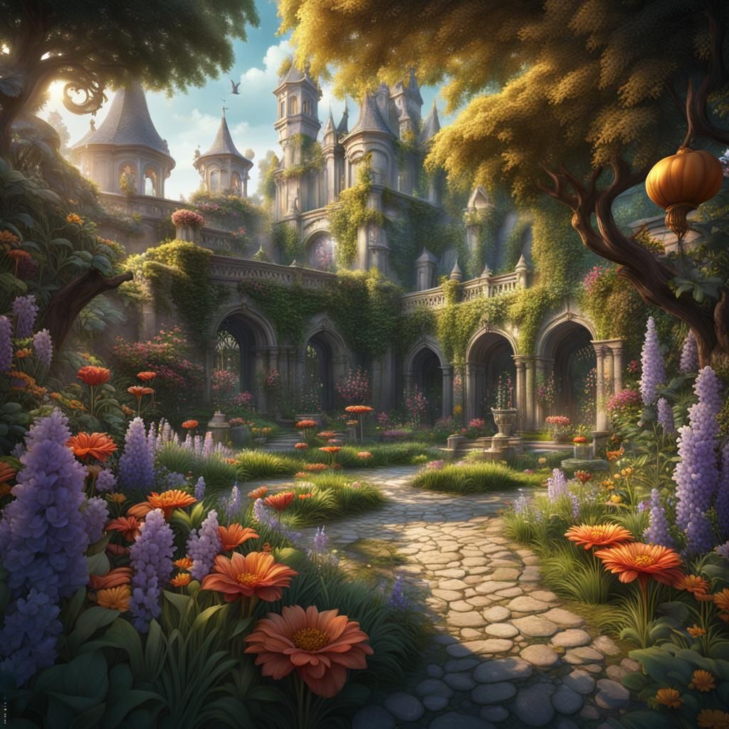 Fantastical Garden in Detailed Matte Painting