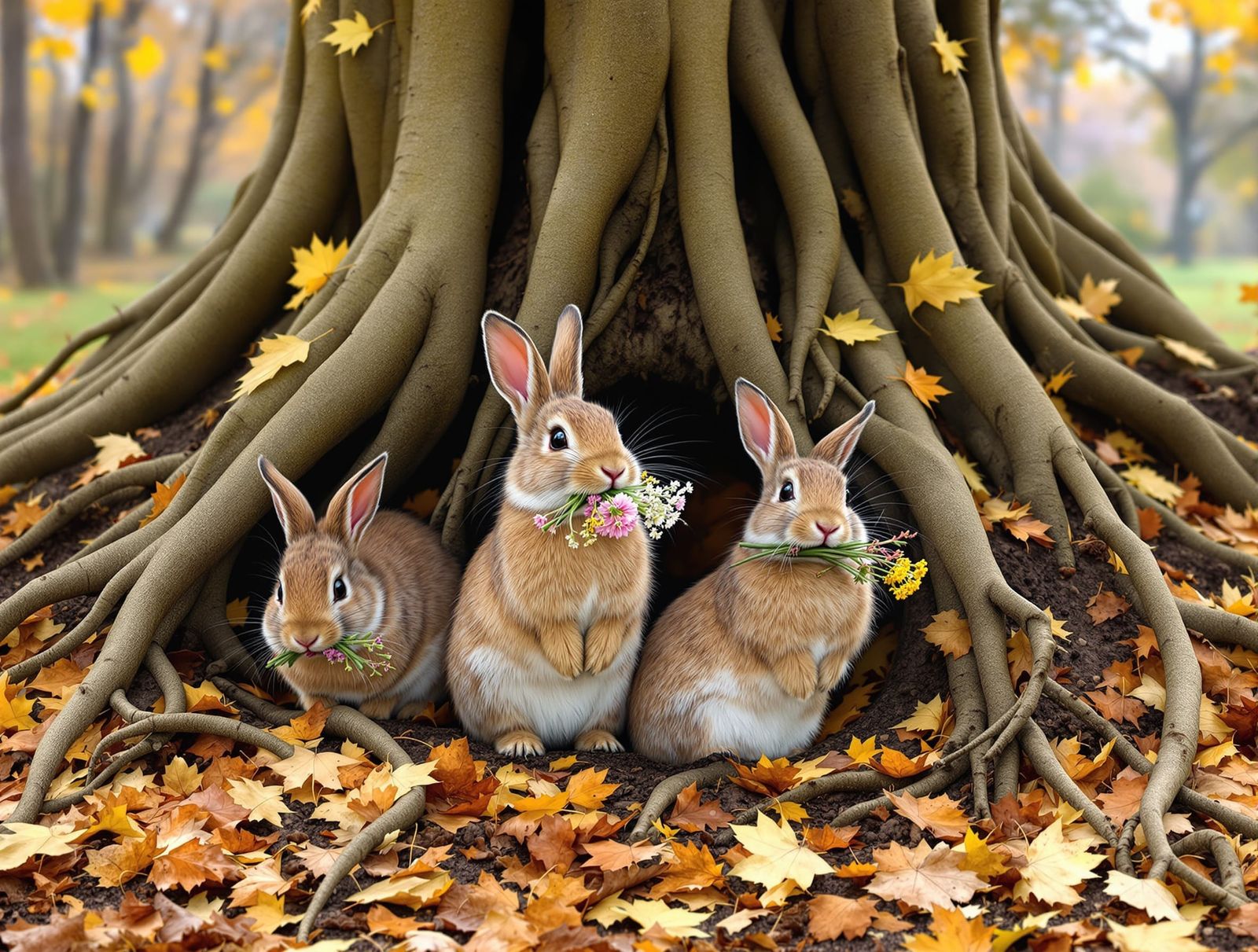 Rabbits Gather Supplies Before Winter Arrives