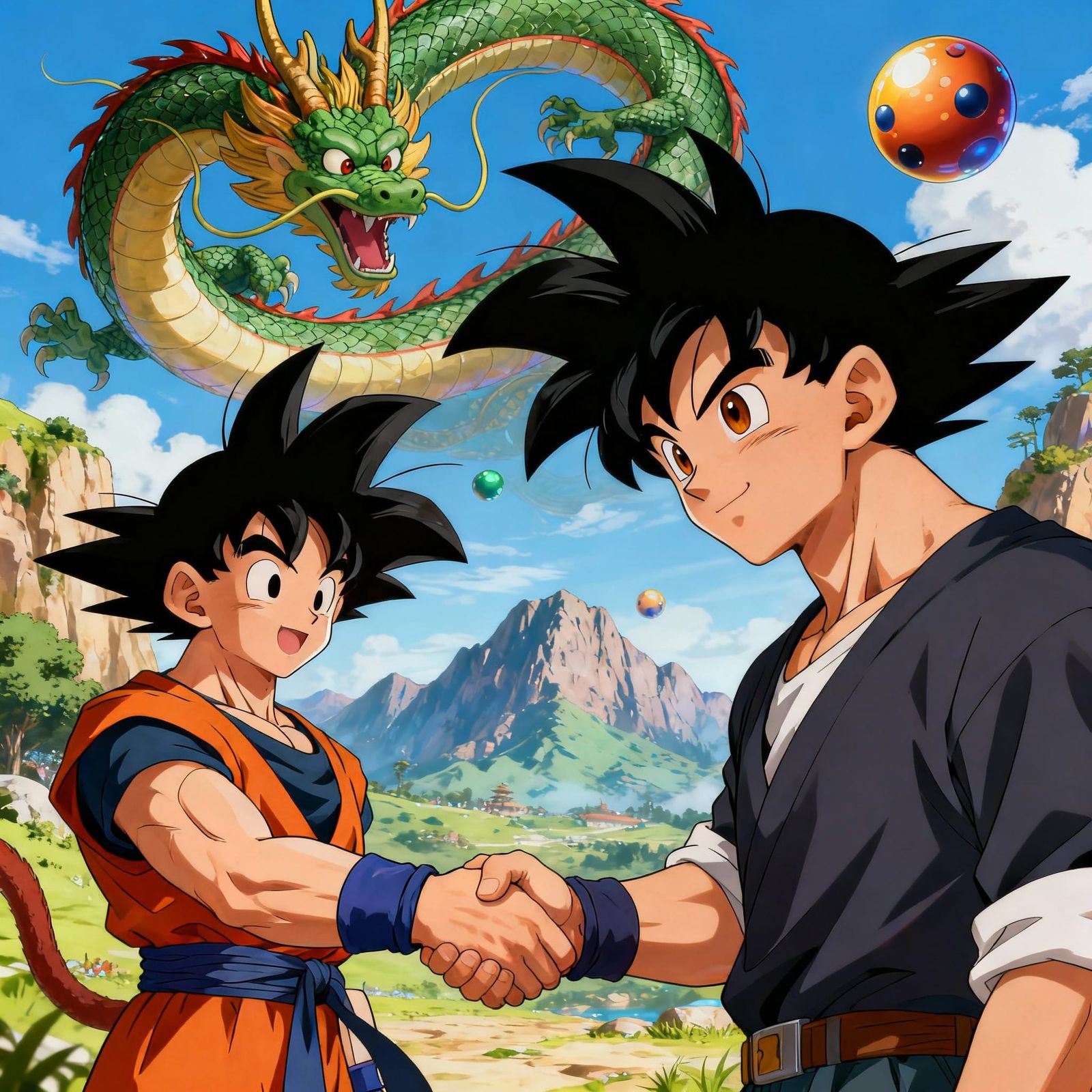 Goku Shakes Hands With Parallel Self In Dragon Ball Anime St...