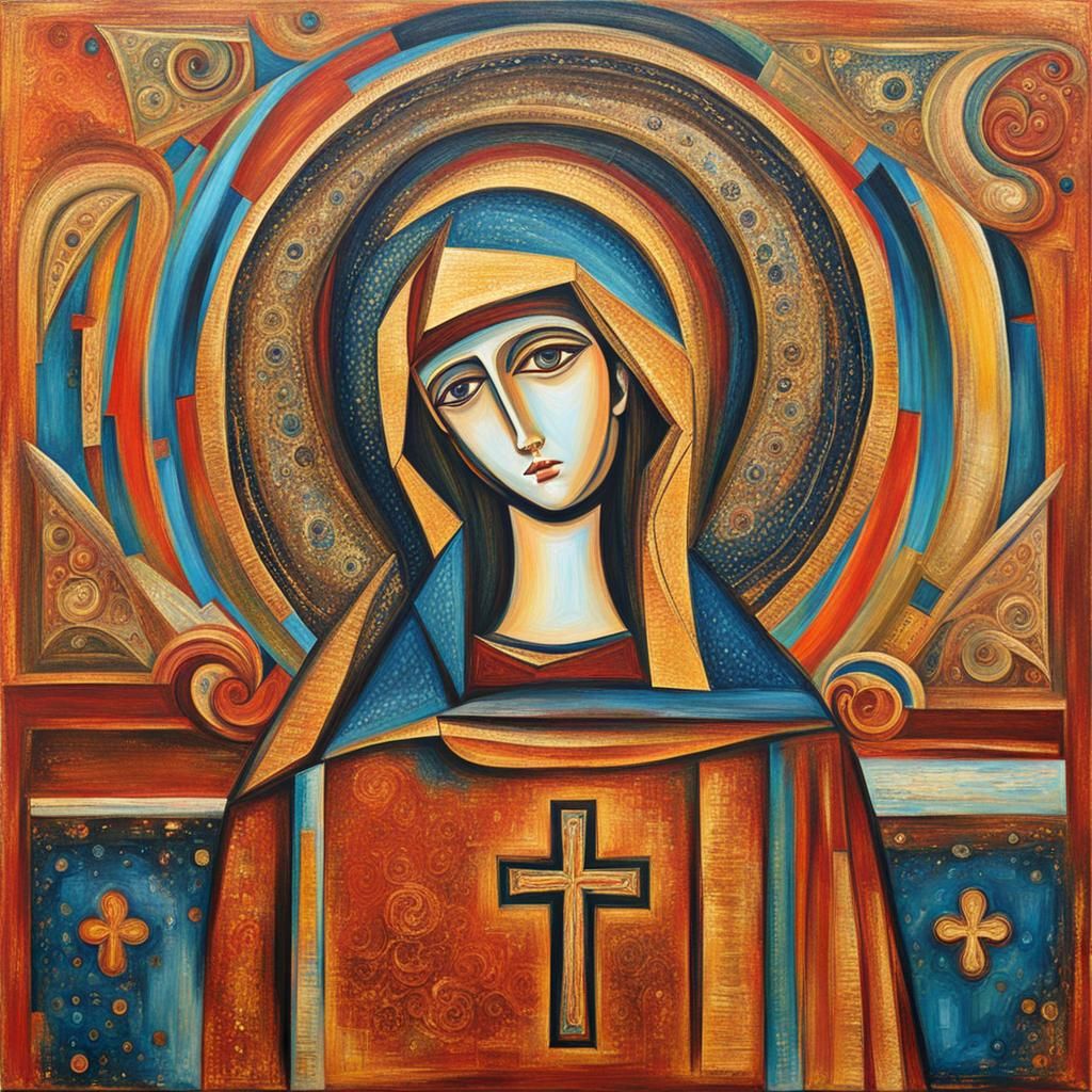 Abstract Portrait of Saint Mary in Complementary Colors