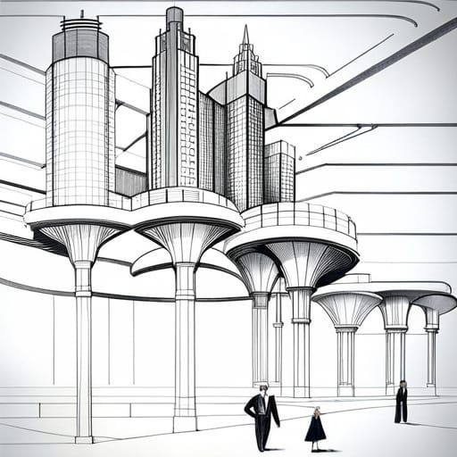 Mushroom Skyscraper: Architectural Blueprint in Modern Style