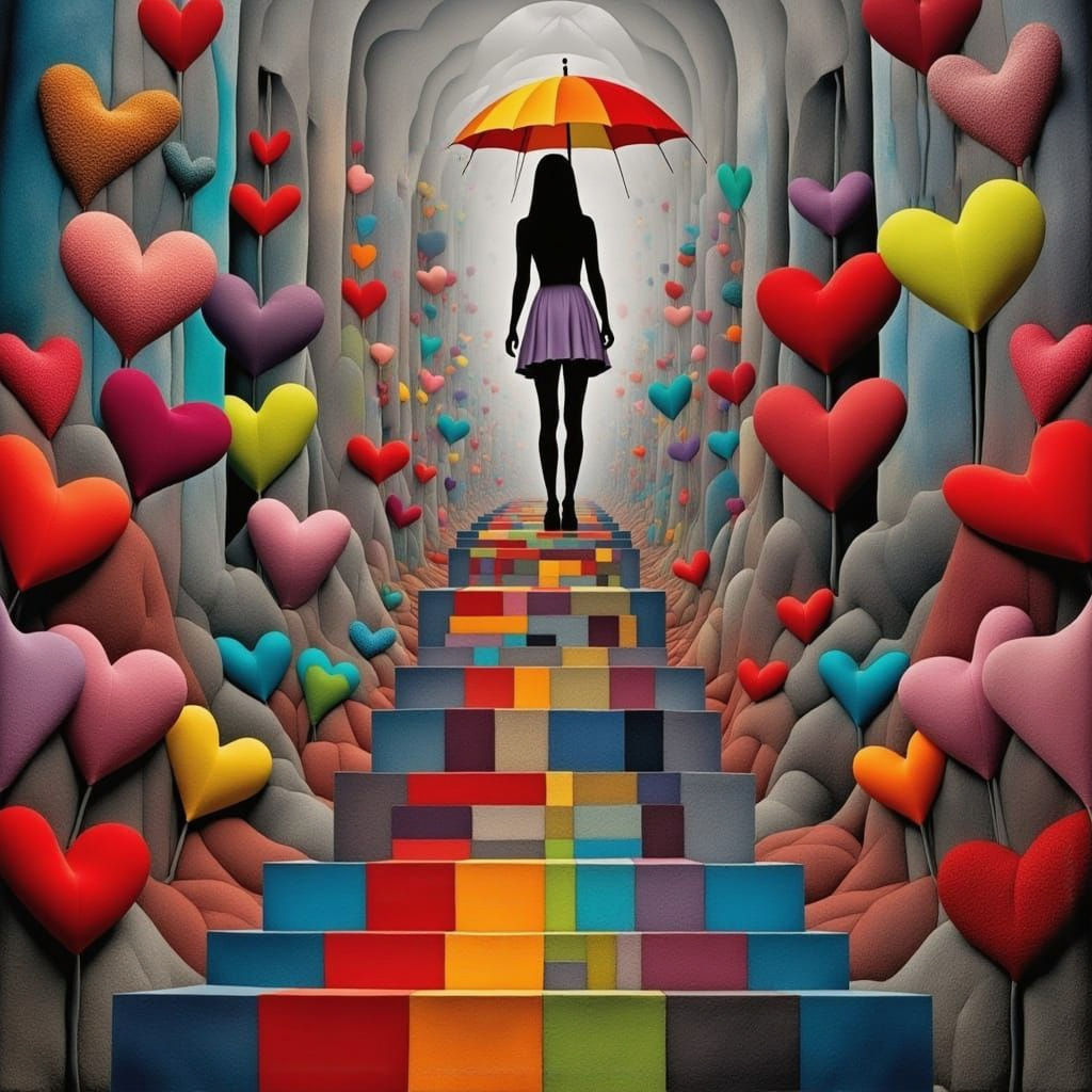 Infinite Hearts Adorn Impossible Rainbow Staircases in Esche...