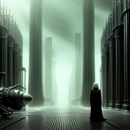 Surreal Biomechanical Landscape in Giger Style