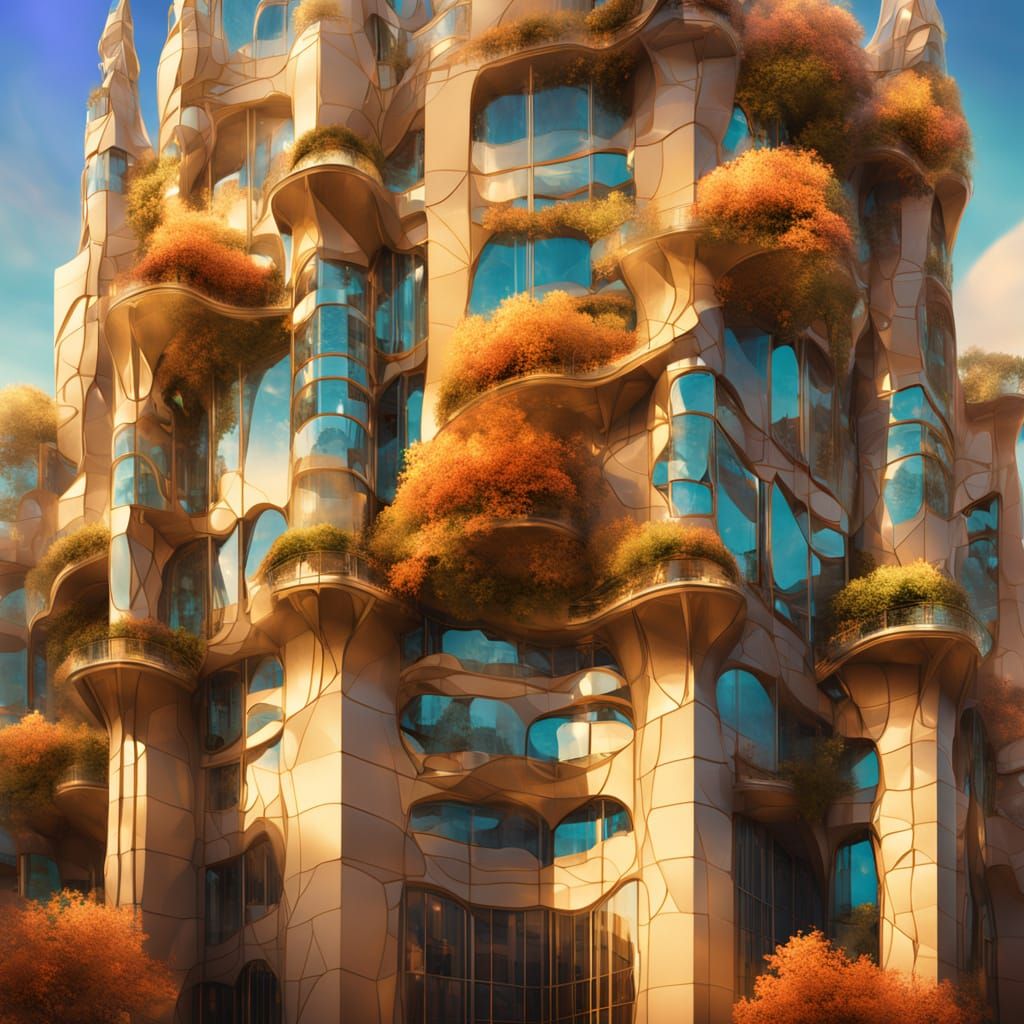 Futuristic City with Organic, Crystalline Architecture