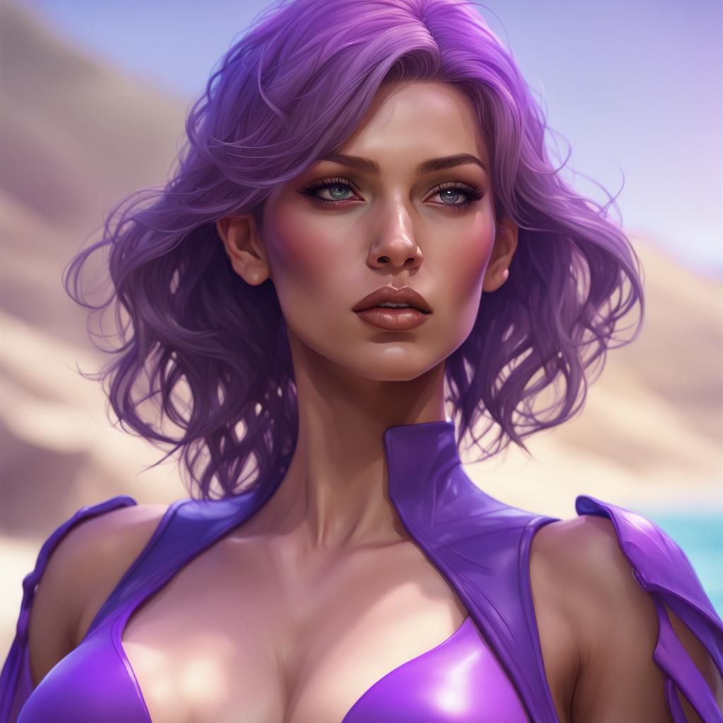 Purple Bathing Suit Fashion Portrait in Unreal Engine 5