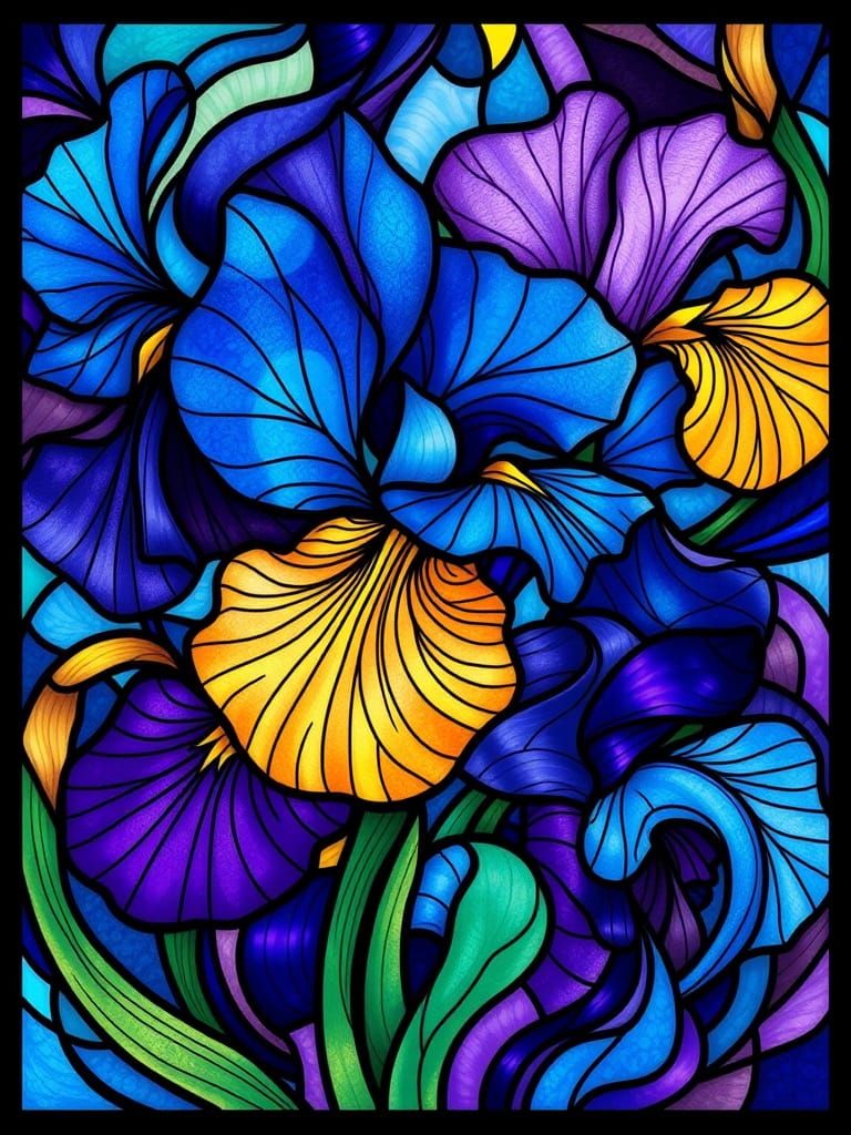 Stained Glass Irises