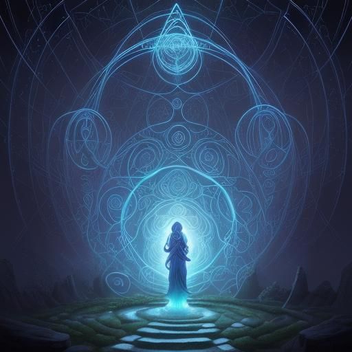 Ethereal Labyrinth: Cosmic Wonders and Arcane Symbols